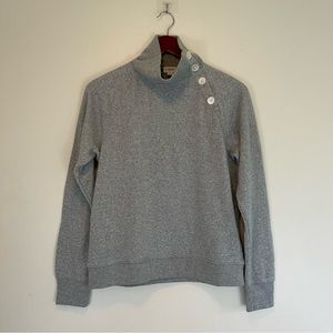 NWT J.Crew Pullover Long Sleeve Sweatshirt Mock Neck Button Detail Gray Small